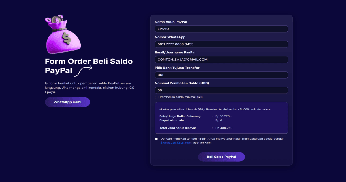 Cara Mengisi Saldo PayPal dengan BRI