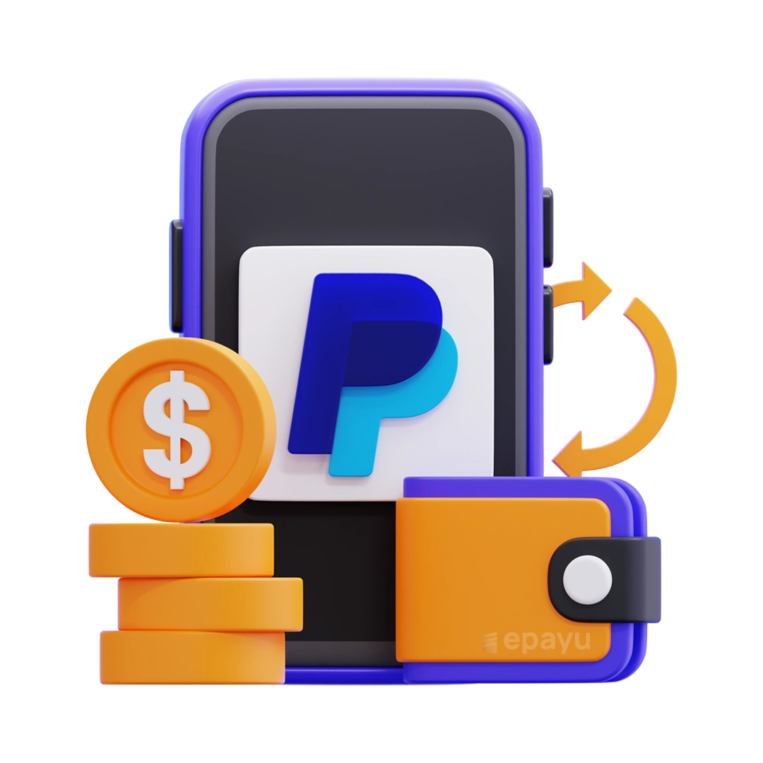 Ilustrasi dompet digital untuk top up saldo PayPal